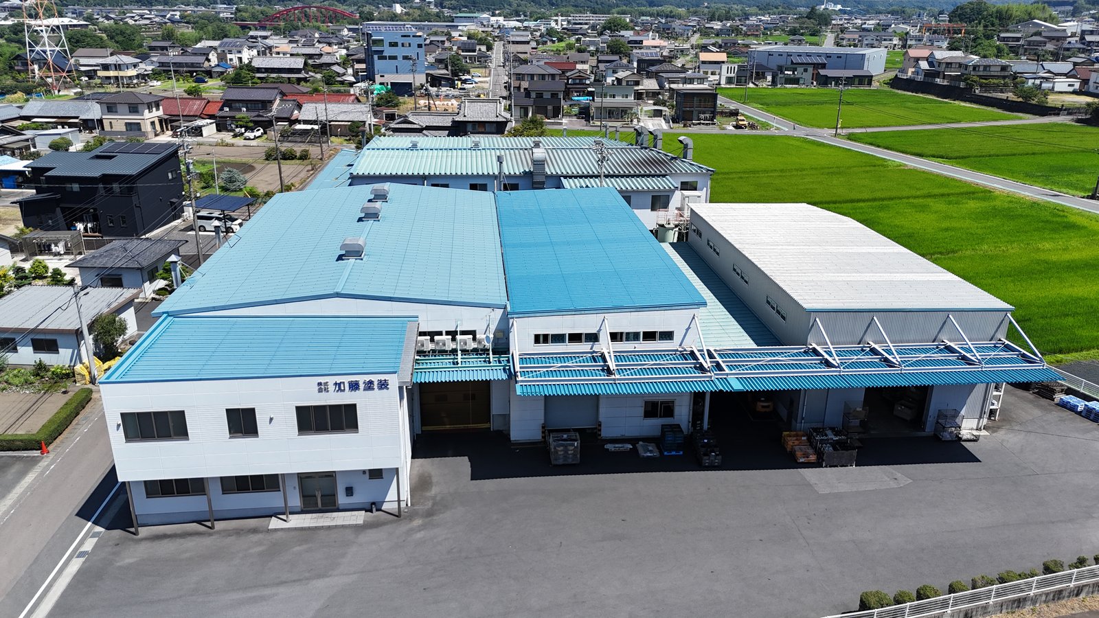 株式会社加藤塗装 工場空撮(岐阜県加茂郡川辺町)